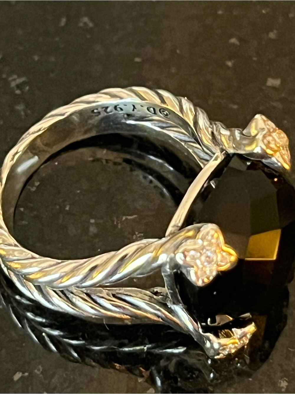 David Yurman 15mm Black Onyx Cushion On Point Ring Size 7 - Picture 4 of 8